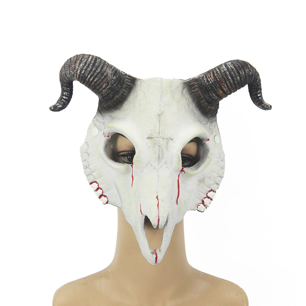 Wholesale Custom Sheep Skull Mask Scary Goat Horn Animal Head Masks Halloween Mask Cosplay Costume