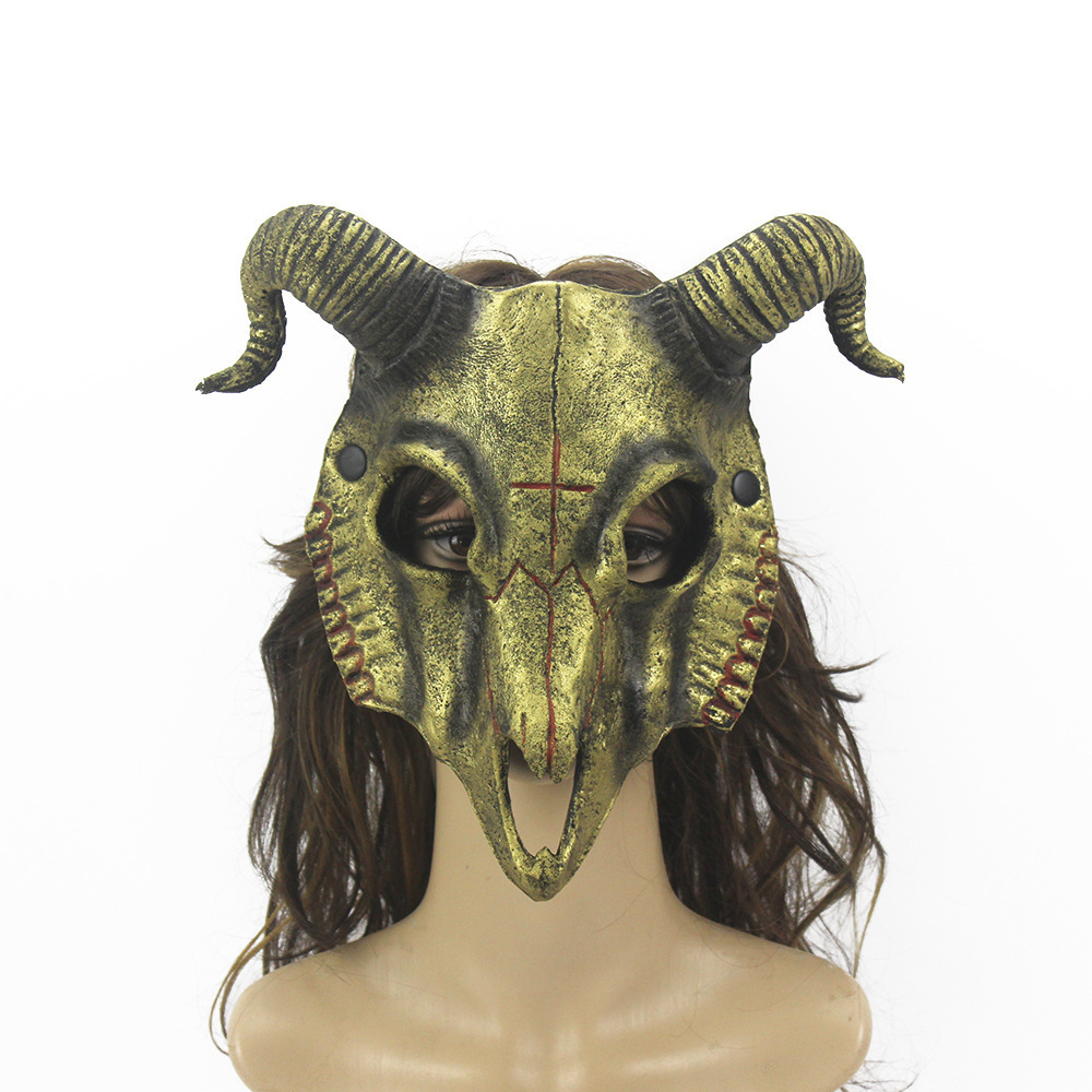 Wholesale Custom Sheep Skull Mask Scary Goat Horn Animal Head Masks Halloween Mask Cosplay Costume