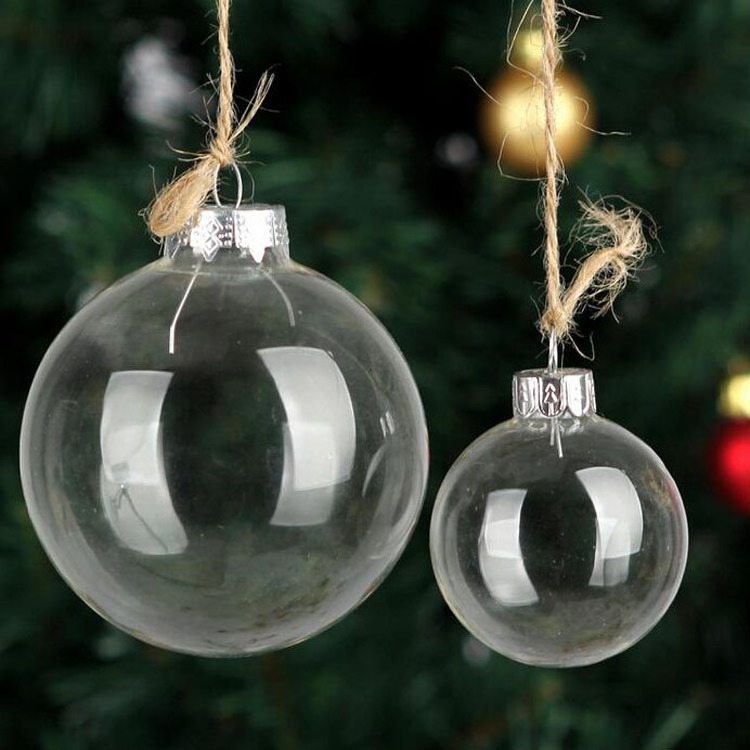 6cm 8cm Christmas Ornament Round Flat Heart Plastic Baubles Clear Iridescent Fillable Ornament Ball for Christmas Wedding Decor