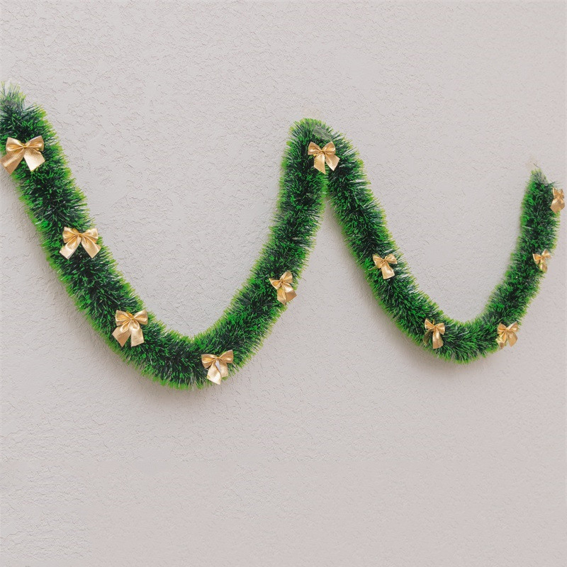 2024 New Christmas Garland Home Party Wall Door Decor Christmas Tree Ornaments Tinsel Strips with Bowknot Party Supplies