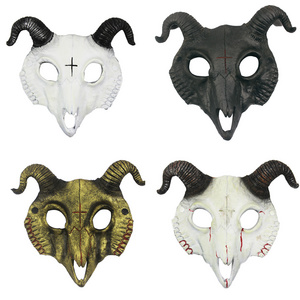 Wholesale Custom Sheep Skull Mask Scary Goat Horn Animal Head Masks Halloween Mask Cosplay Costume