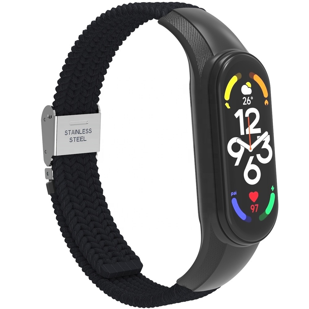 ODM new 7315 series adjustable braided nylon with soft tpu frame miband7 strap compatible with mi band 3 4 5 6 7