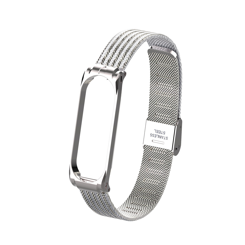 ODM Hold mi 43028 series sea wave style silver color stainless steel watch bracelet for xiaomi mi band 4 3