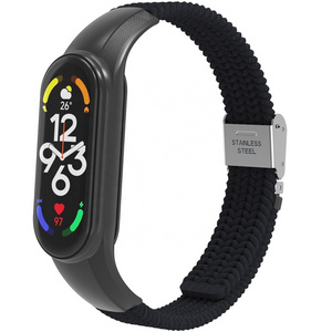 ODM new 7315 series adjustable braided nylon with soft tpu frame miband7 strap compatible with mi band 3 4 5 6 7