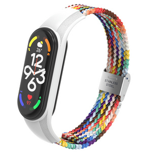 ODM new 7315 series adjustable colorful braided nylon watch band miband7 strap compatible with mi band 3 4 5 6 7