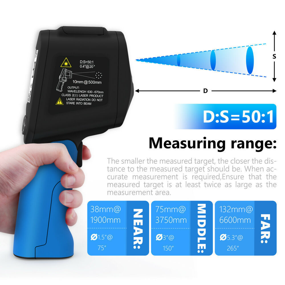 HOLDPEAK HP-1880 Infrared Thermometer Non-Contact Thermometer with LCD Display& Dual IR Laser Digital Pyrometer C/FSelection