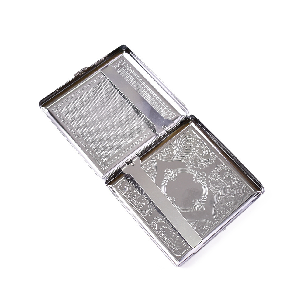 2022 wholesale aluminium custom logo portable metal silver  20pcs cigarette case