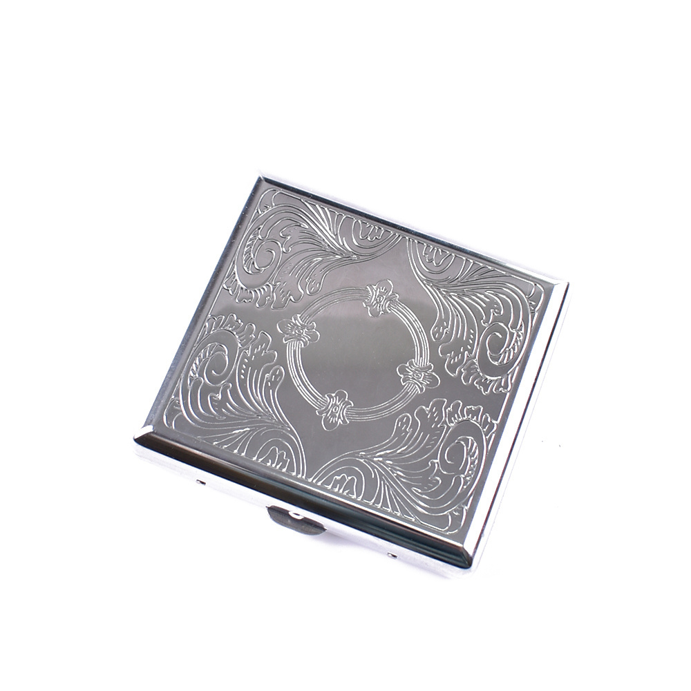 2022 wholesale aluminium custom logo portable metal silver  20pcs cigarette case