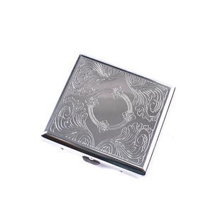 2022 wholesale aluminium custom logo portable metal silver  20pcs cigarette case