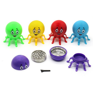 New Product Octopus Shaped Cigarette Grinder 55mm 3-layer Zinc Alloy Tobacco Grinder Color Manuel Herb Grinder