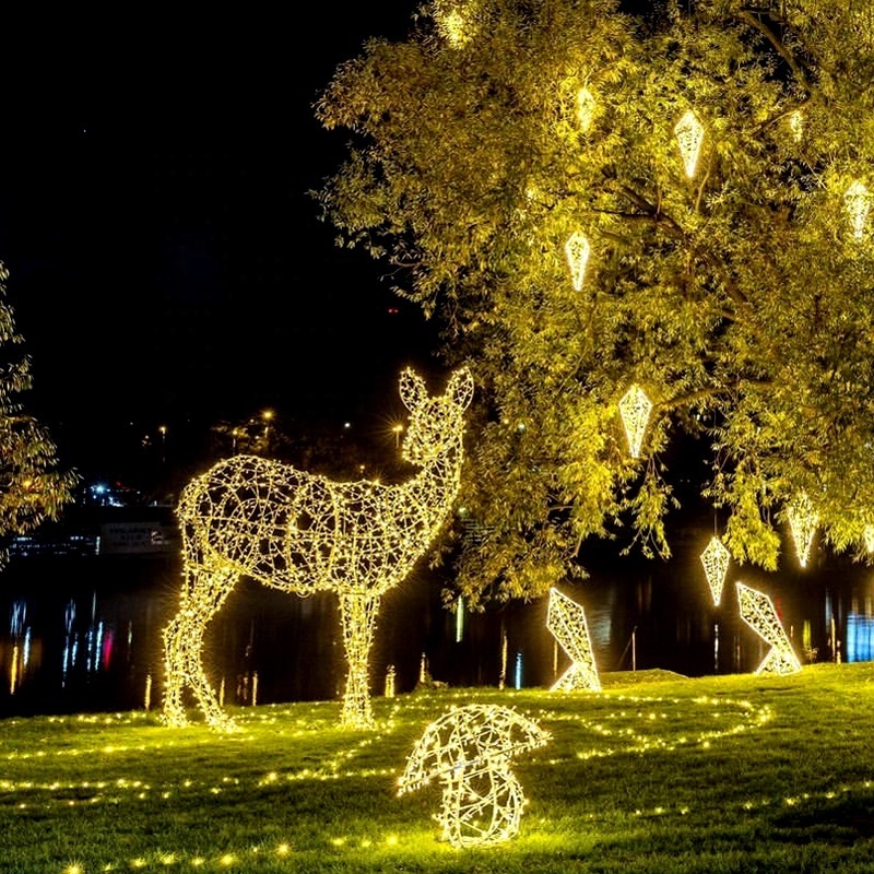 Outdoor Waterproof Garden Street Landscape 3d Animal Motif String Lamp Giant Led Christmas Reindeer With Lights