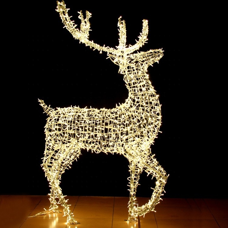 Outdoor Garden Landscape 3d Led Motif Street Holiday Decorative luminous animated led solar Large christmas reindeer lights