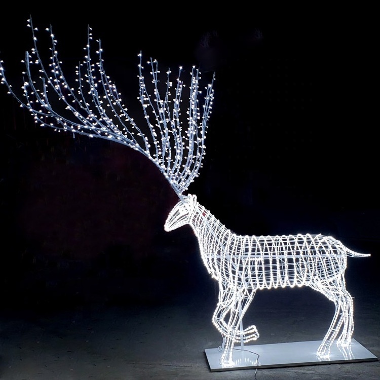 Outdoor Garden Landscape 3d Led Motif Street Holiday Decorative luminous animated led solar Large christmas reindeer lights