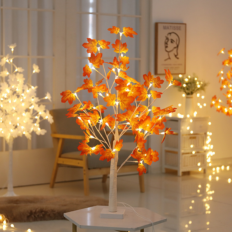 LED Lighted Tabletop Fall Maple Tree Warm White LED Lights