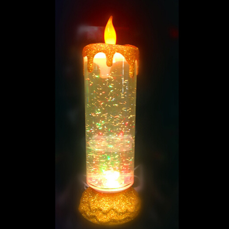 LED Glitter Flameless Snow Globe White Colorful Candle Light USB Candle Light Battery Operated LED Candle Light