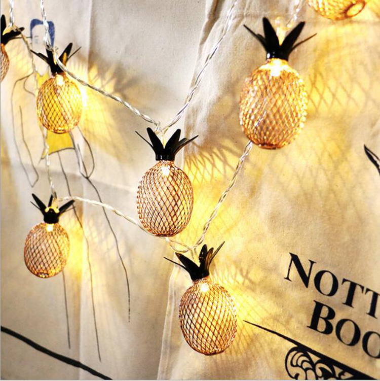 3.3M Battery Powered Christmas LED Fairy Lights 20 Metallic Pineapple String Light For Festival Halloween Decoration