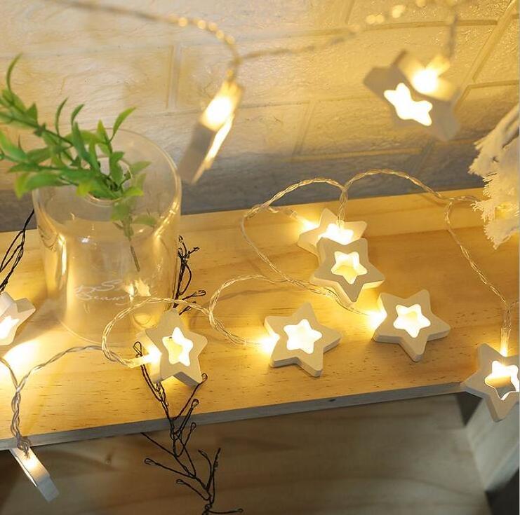 LED Wooden Pendant Love Peach Heart Christmas Tree  Battery Operated Light String Wholesale