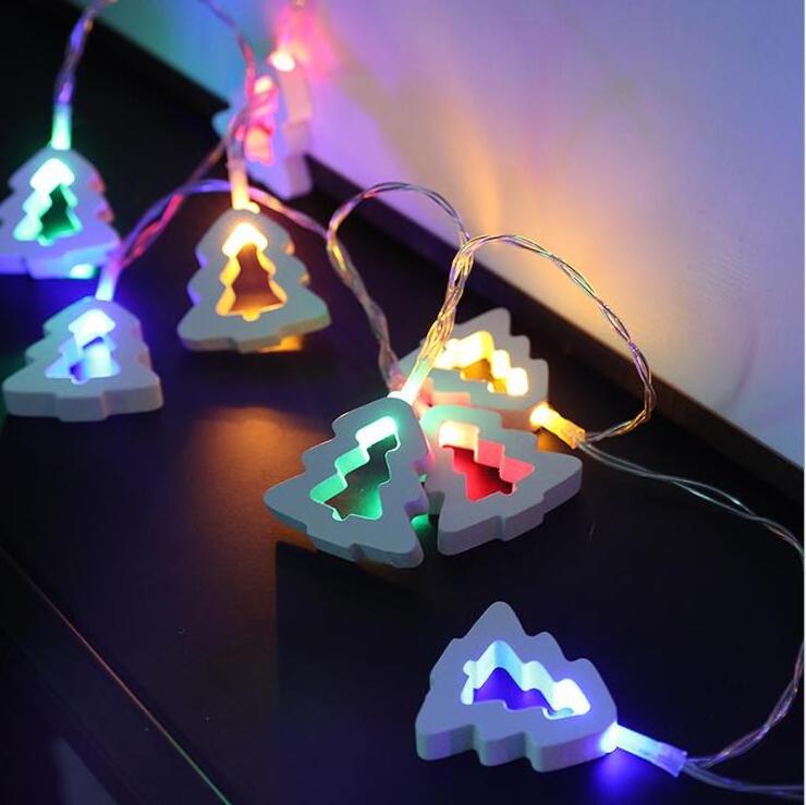 LED Wooden Pendant Love Peach Heart Christmas Tree  Battery Operated Light String Wholesale