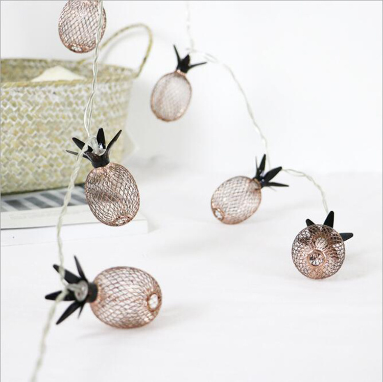 3.3M Battery Powered Christmas LED Fairy Lights 20 Metallic Pineapple String Light For Festival Halloween Decoration