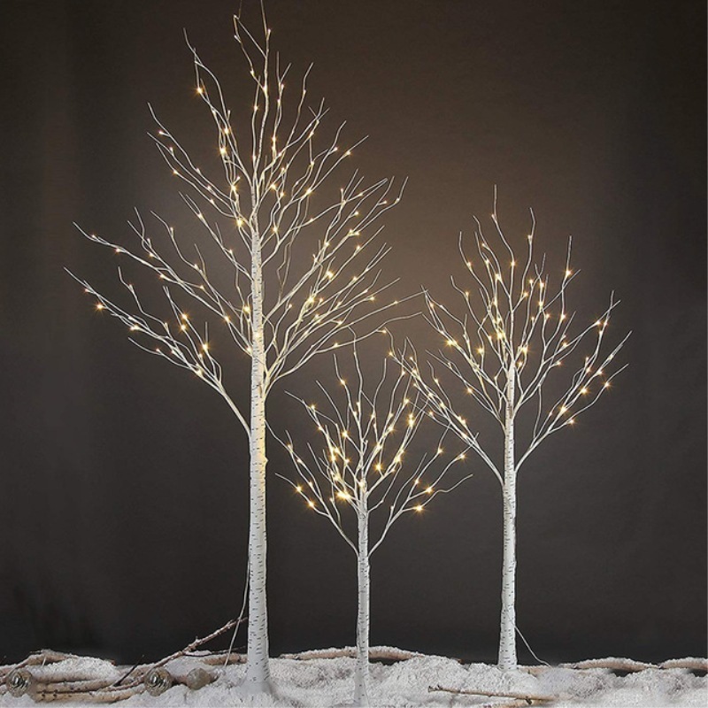 Prelit Birch Tree Light Silver Twig Warm White White Branches Home Festival Party Christmas Indoor and Outdoor Use