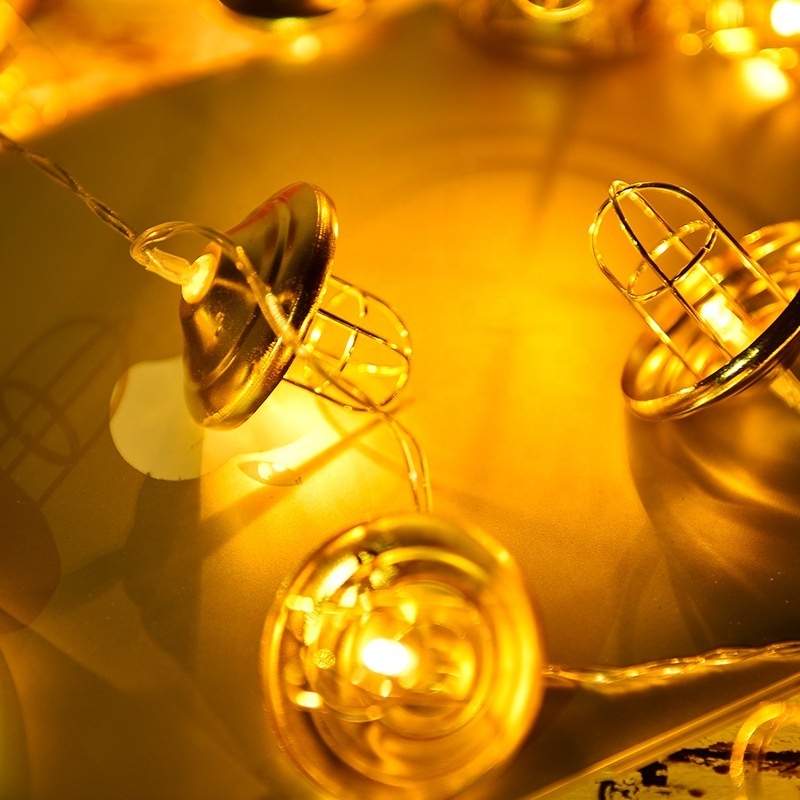 Vintage Lampshade String Lights,3M 20 LED Metal Lantern Cage Battery Operated Fairy String Lights