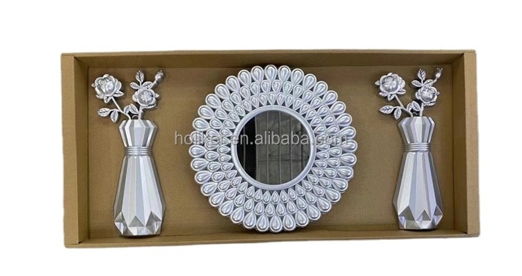 wholesale gold wall mounted mirror flowers diy wall decor mirror indoor