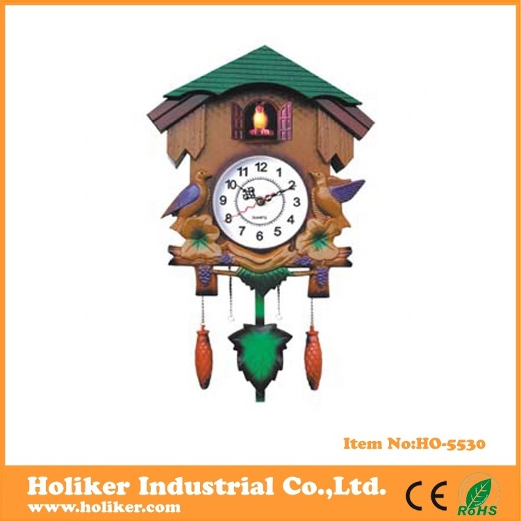 retro antique house design plastic cuckoo clock wall clock with bird sound