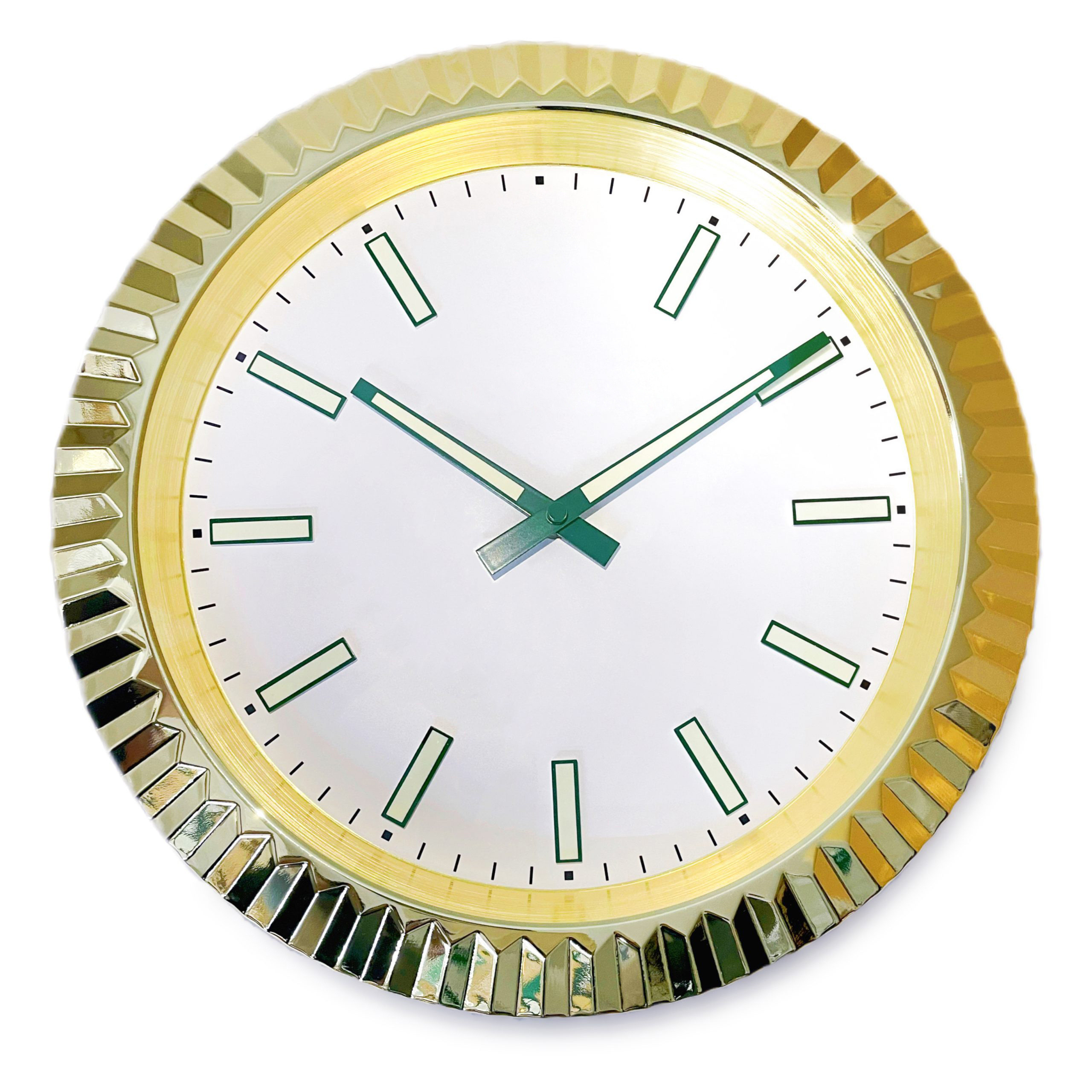 minimum order quantity stainless steel high quality luminous luxury roles wall clock with date display rolax