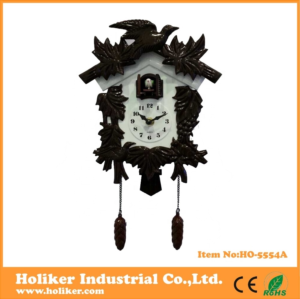 retro antique house design plastic cuckoo clock wall clock with bird sound