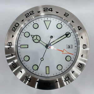 Top grade high quality stainless steel luminous luxury modern popular date wrist watch shaped wall clocks