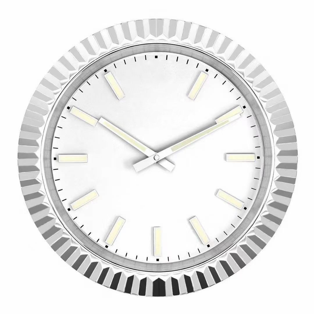 minimum order quantity stainless steel high quality luminous luxury roles wall clock with date display rolax