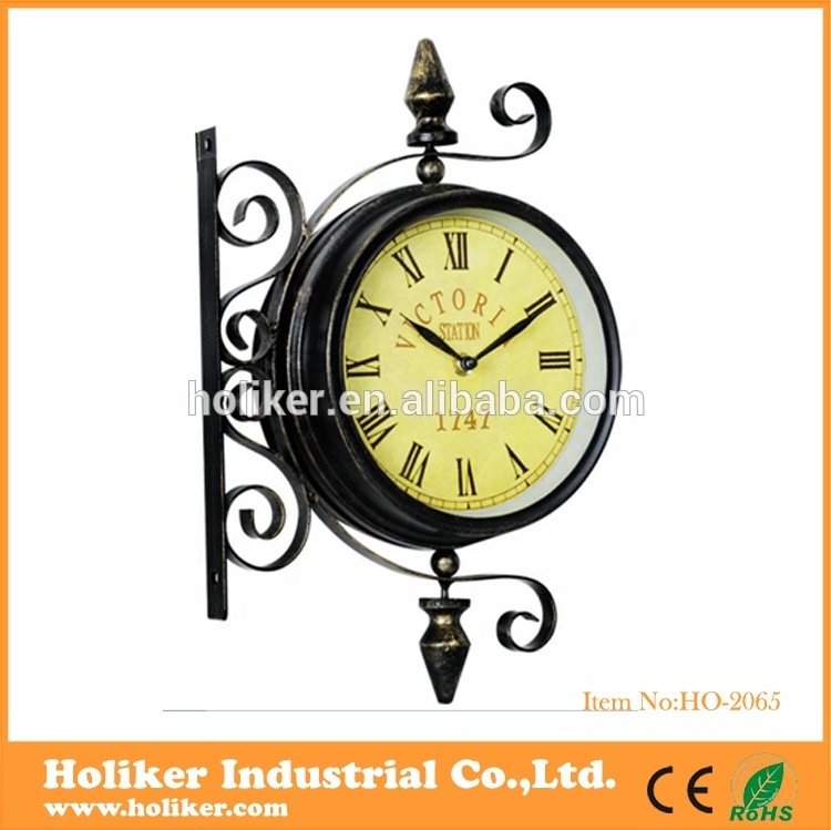 good price double sides garden decor hanging clock outside clock double sided wall clocks