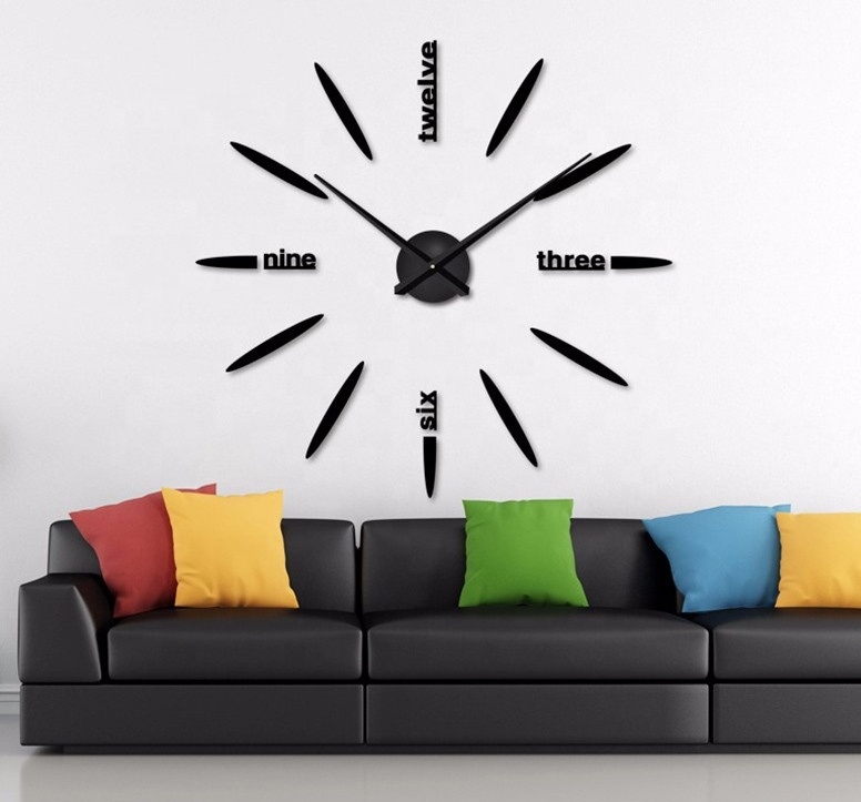 hot import items small moq diy stickers large home decor clock wall taiwan young town machine