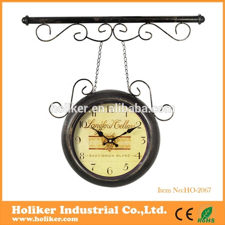 good price double sides garden decor hanging clock outside clock double sided wall clocks