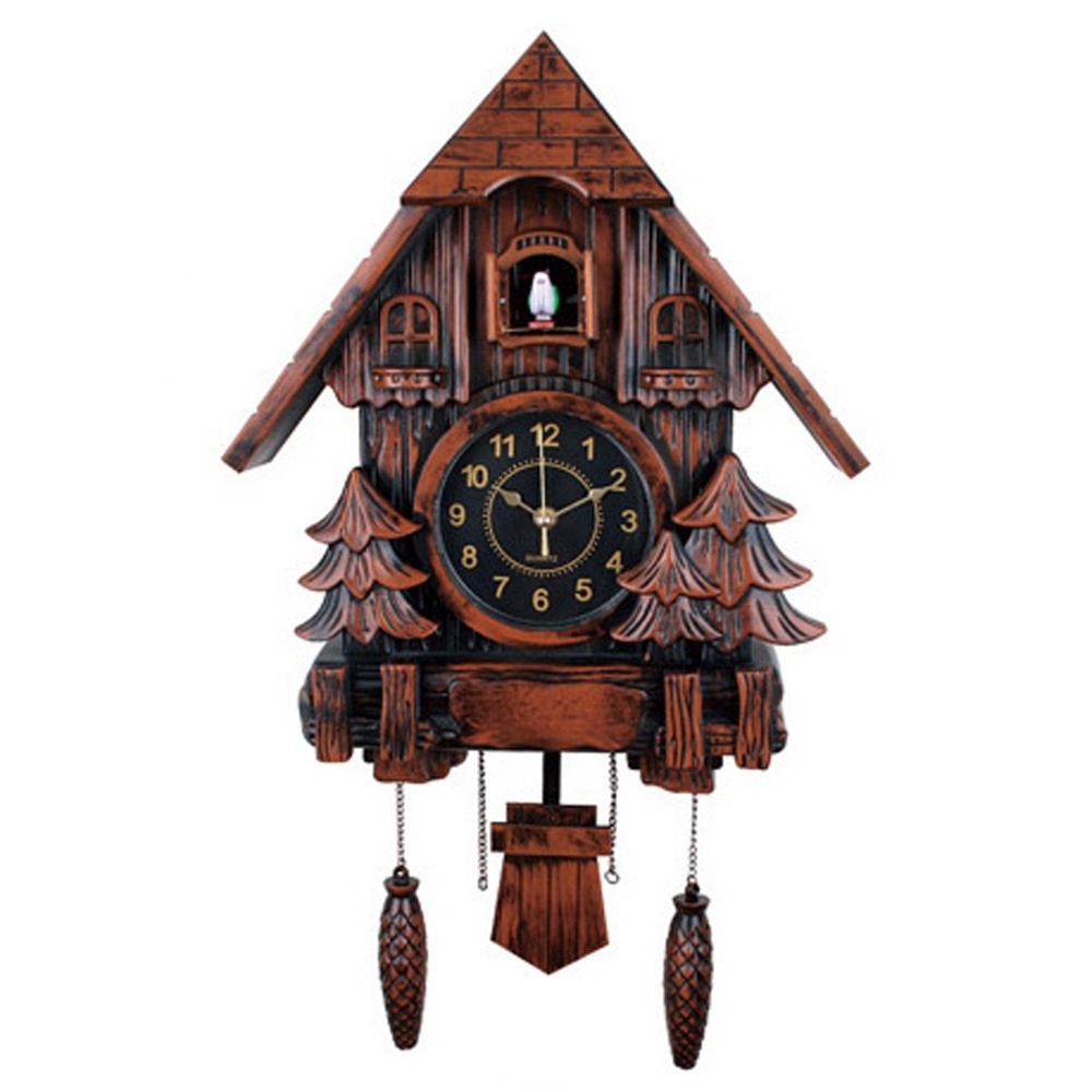 retro antique house design plastic cuckoo clock wall clock with bird sound