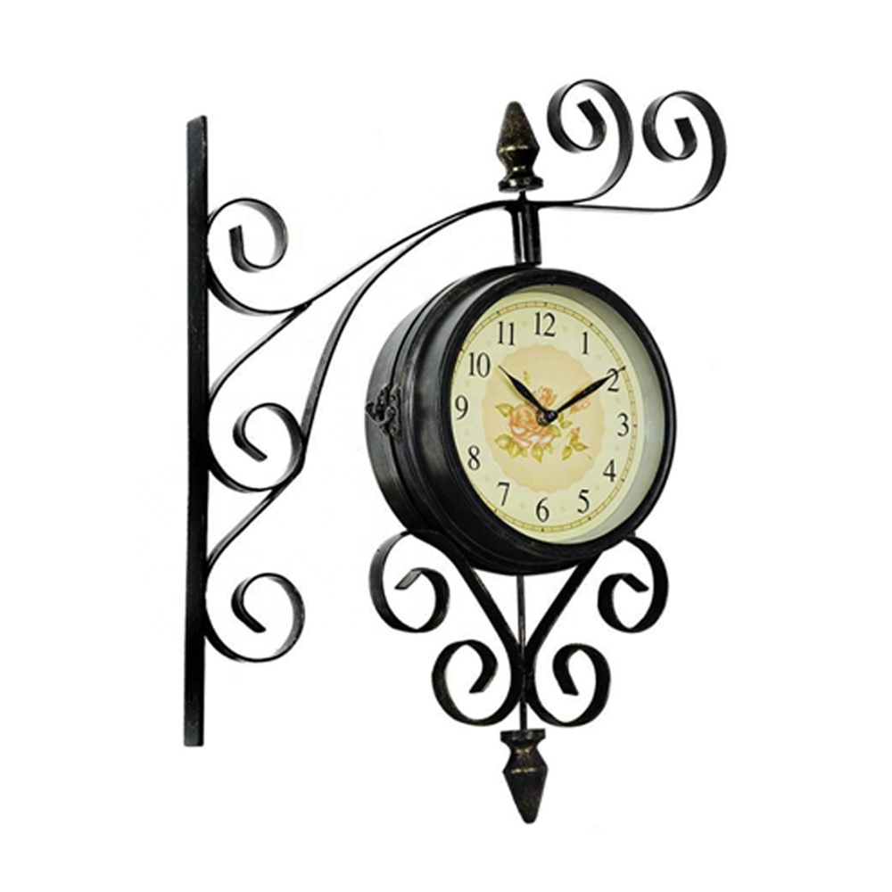 good price double sides garden decor hanging clock outside clock double sided wall clocks