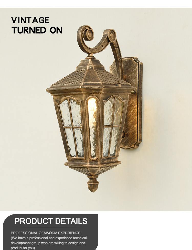 Aged Bronze Lantern Frosted Glass Wall Lamp Outdoor Wall Mount Traditional  Wall Lighting for Front Door Porch Doorway Garage