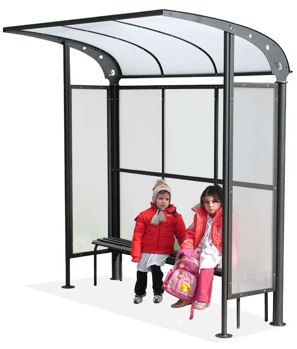 Modern school bus shelter for urban furniture