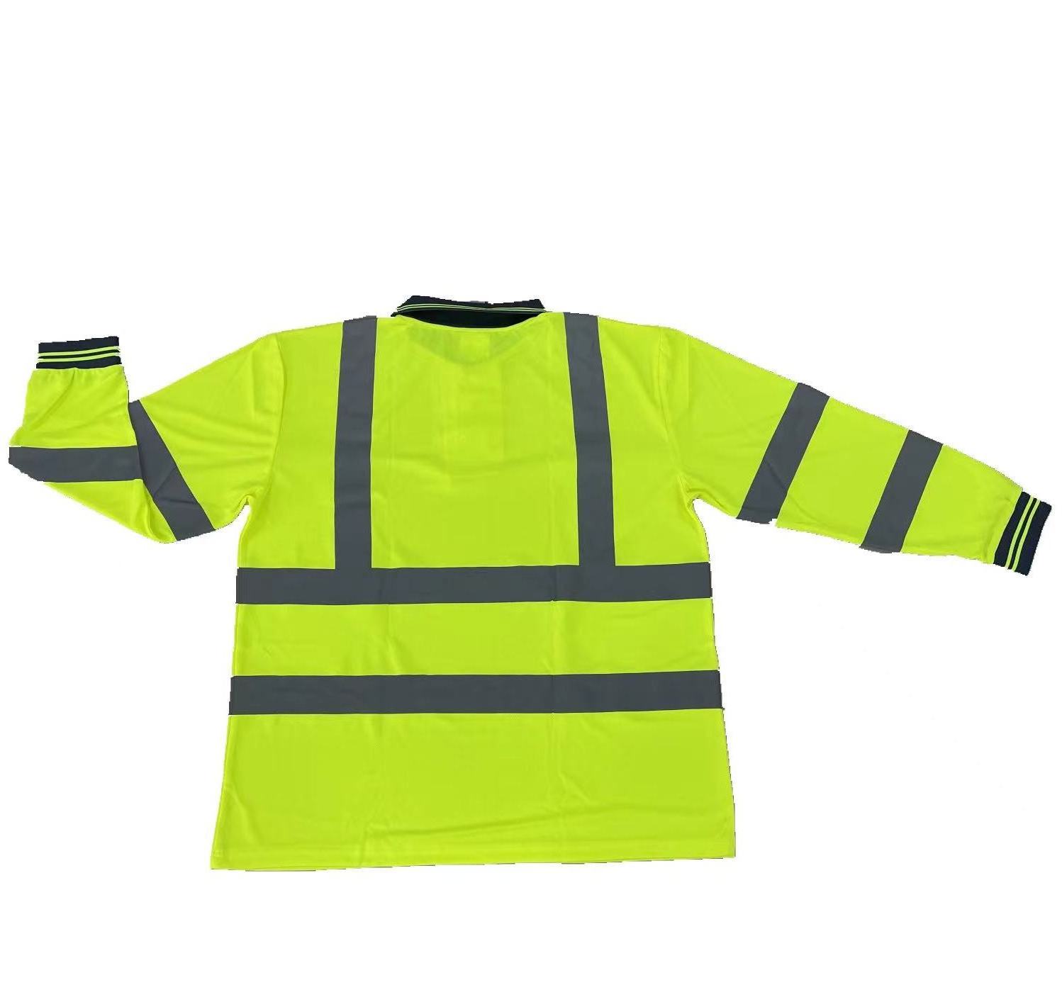 Yellow Eye Bird Polyester Safety Hi Vis Reflective Polo Shirt With Long Sleeve