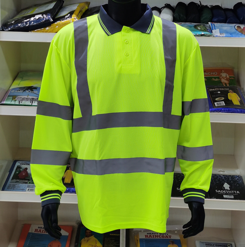 Yellow Eye Bird Polyester Safety Hi Vis Reflective Polo Shirt With Long Sleeve