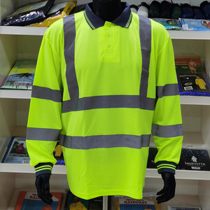 Yellow Eye Bird Polyester Safety Hi Vis Reflective Polo Shirt With Long Sleeve