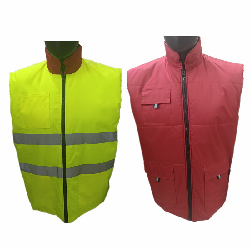 Custom Winter Puffer Vest Reversible Sleeveless Men Hooded Jackets Work Sports Safety Unisex Windproof Warm Vest