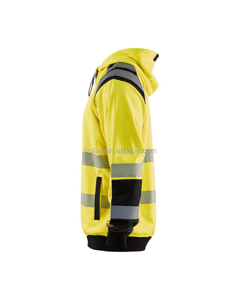 OEM CE hi vis yellow two tone pull over road safety hoodies