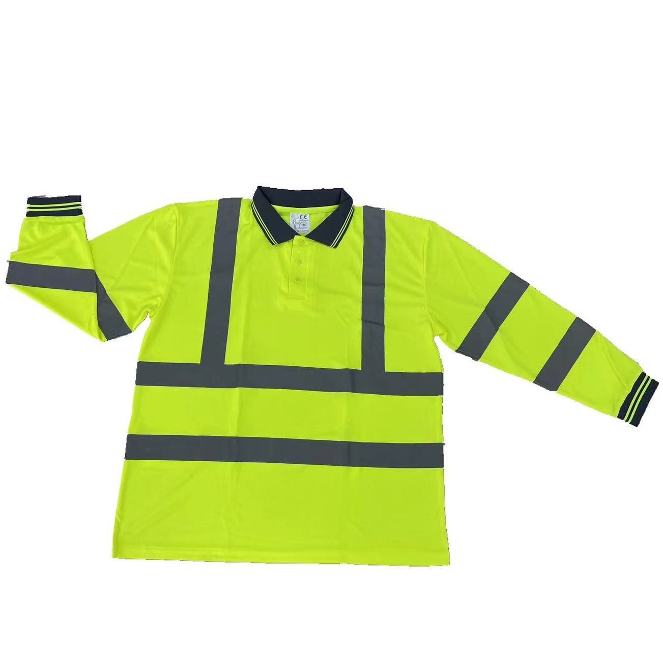 Yellow Eye Bird Polyester Safety Hi Vis Reflective Polo Shirt With Long Sleeve