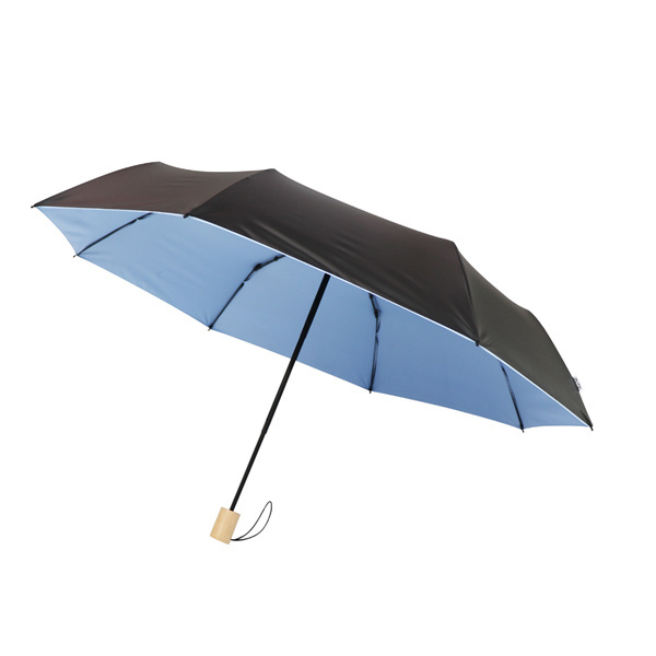 55cm*8K Three-Fold Safe Hand Open 190 hit plain black tape, full shading Sun and Rain Umbrella