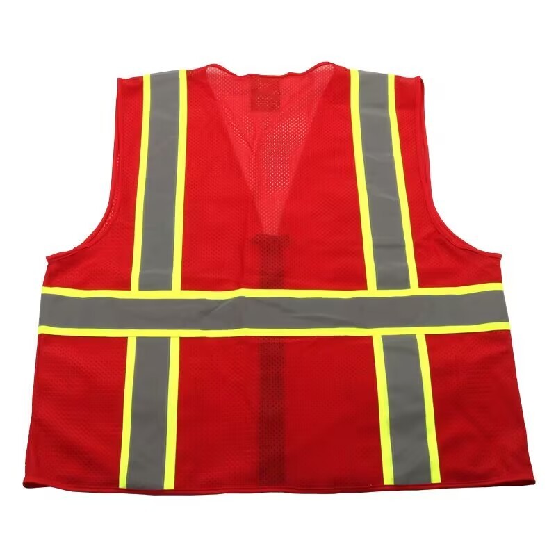 Hi-Vis Orange Emergency Vest Road Safety Vest With Pockets Front Zipper Reflective Waistcoat Jacket