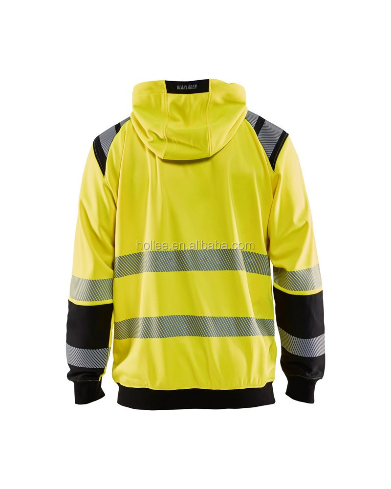 OEM CE hi vis yellow two tone pull over road safety hoodies