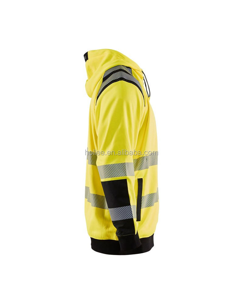 OEM CE hi vis yellow two tone pull over road safety hoodies