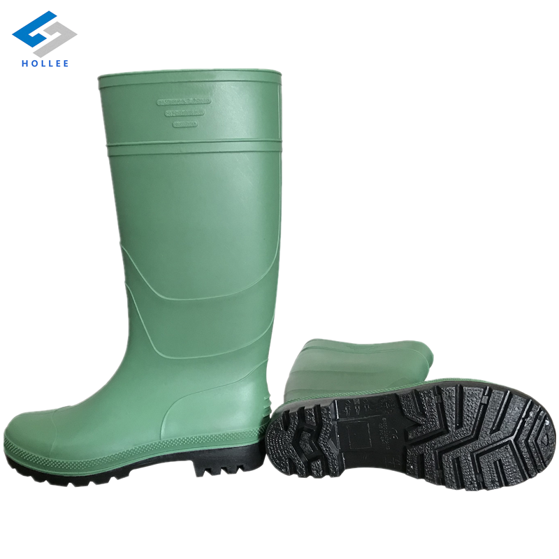 PVC green anti piercing woodland construction working protective waterproof rubber wellies gumboots rain boots for men