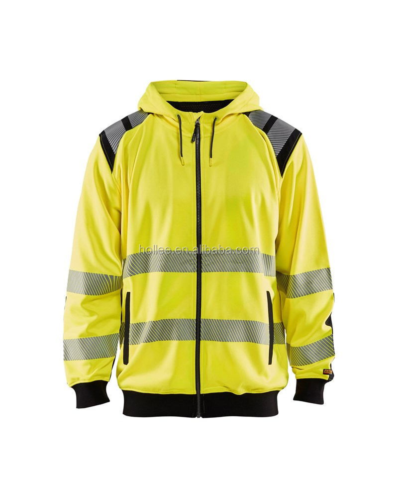 OEM CE hi vis yellow two tone pull over road safety hoodies